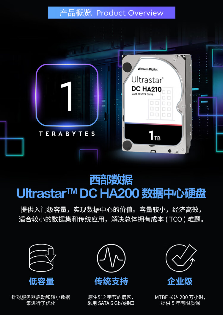 西数1T金盘128M缓存SATA接口企业级硬盘